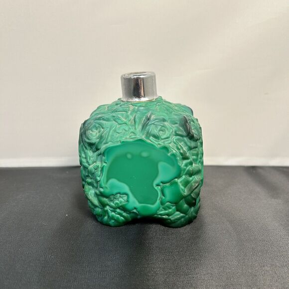 Vintage Bohemian Art Deco Jade Malachite Glass Perfume Bottle Schlevogt No Stopr - Picture 3 of 8